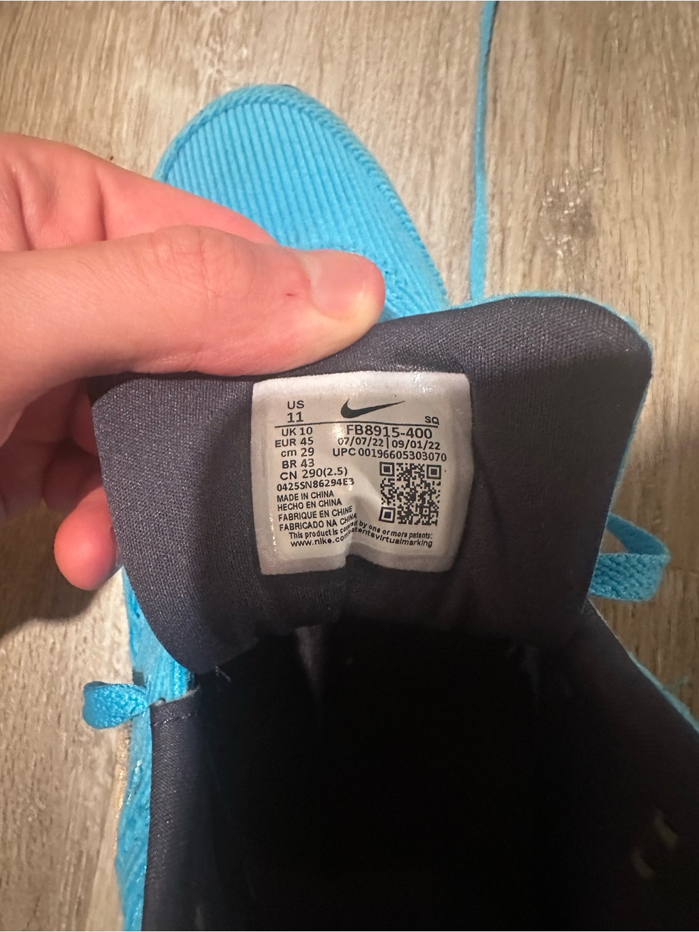 Nike Blue Corduroy Sneakers with Tan Swoosh - Picture 6 of 6